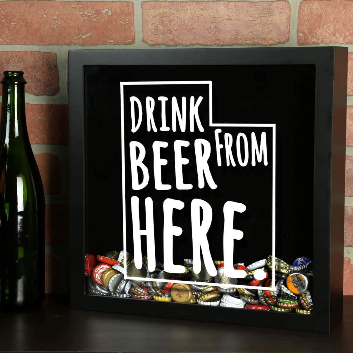 Torched Products Shadow Box Utah Drink Beer From Here Beer Cap Shadow Box (781184991349)