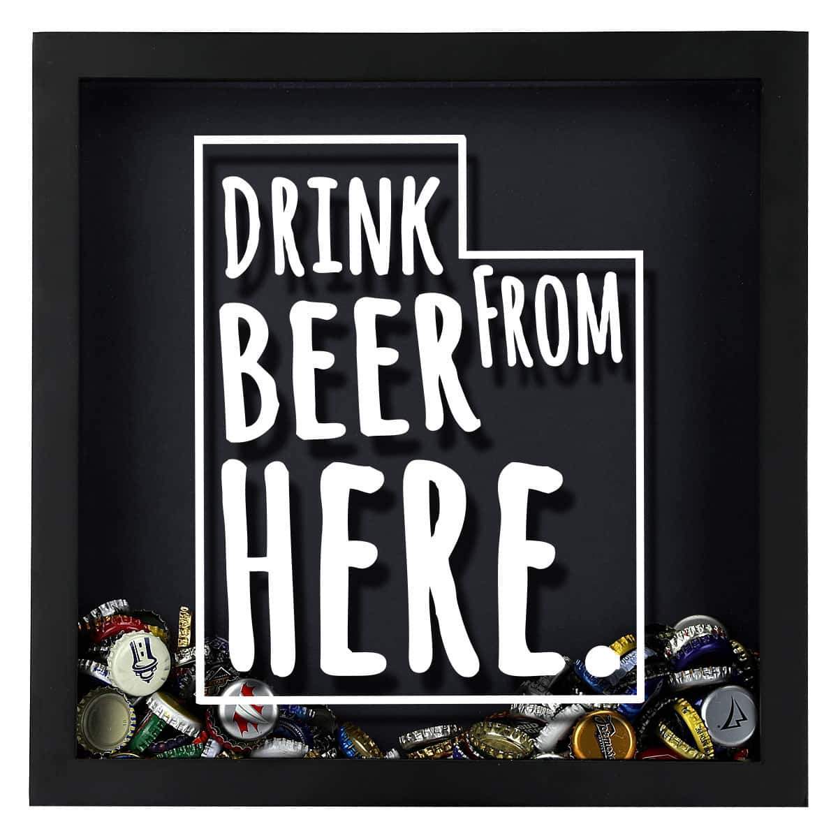 Torched Products Shadow Box Utah Drink Beer From Here Beer Cap Shadow Box (781184991349)