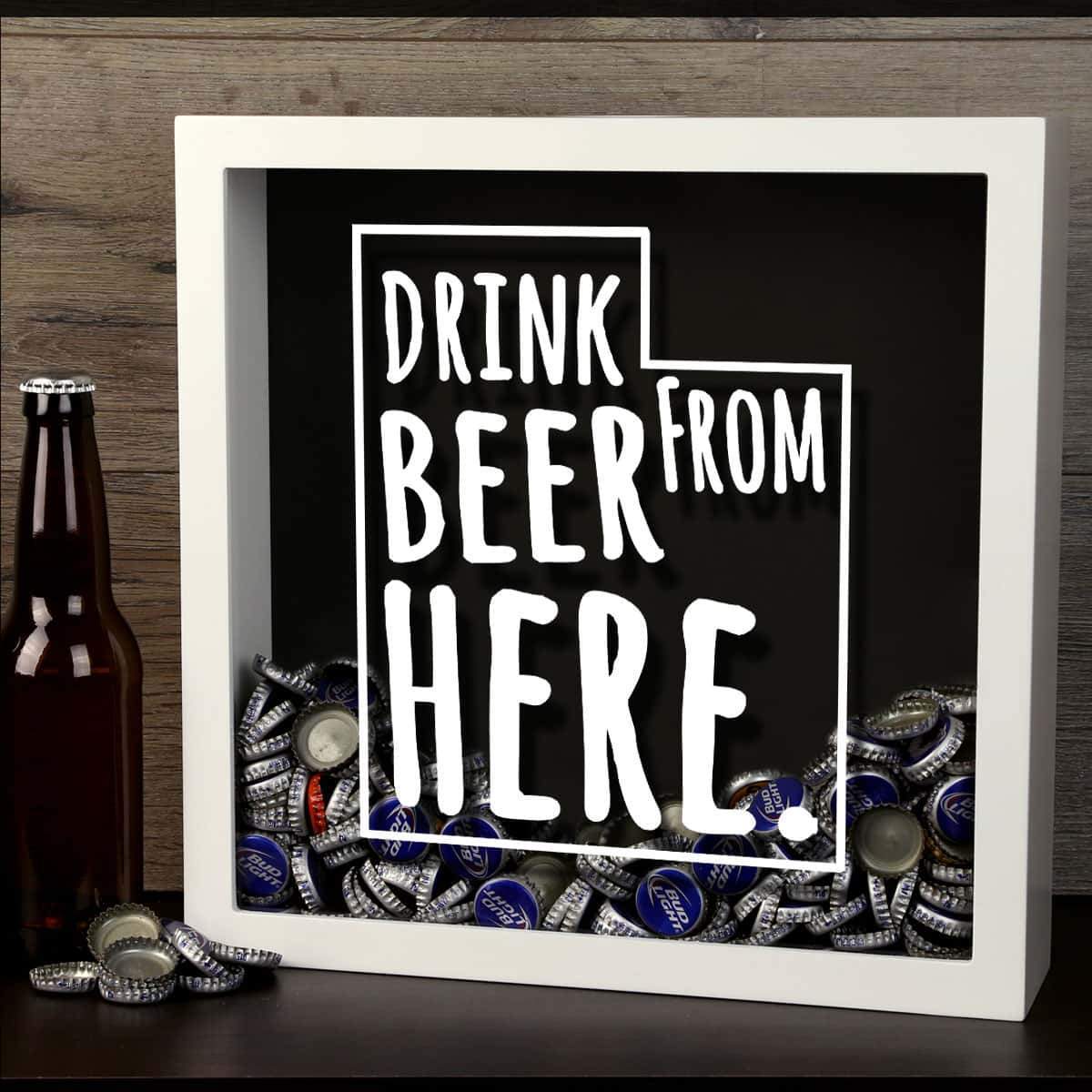 Torched Products Shadow Box Utah Drink Beer From Here Beer Cap Shadow Box (781184991349)
