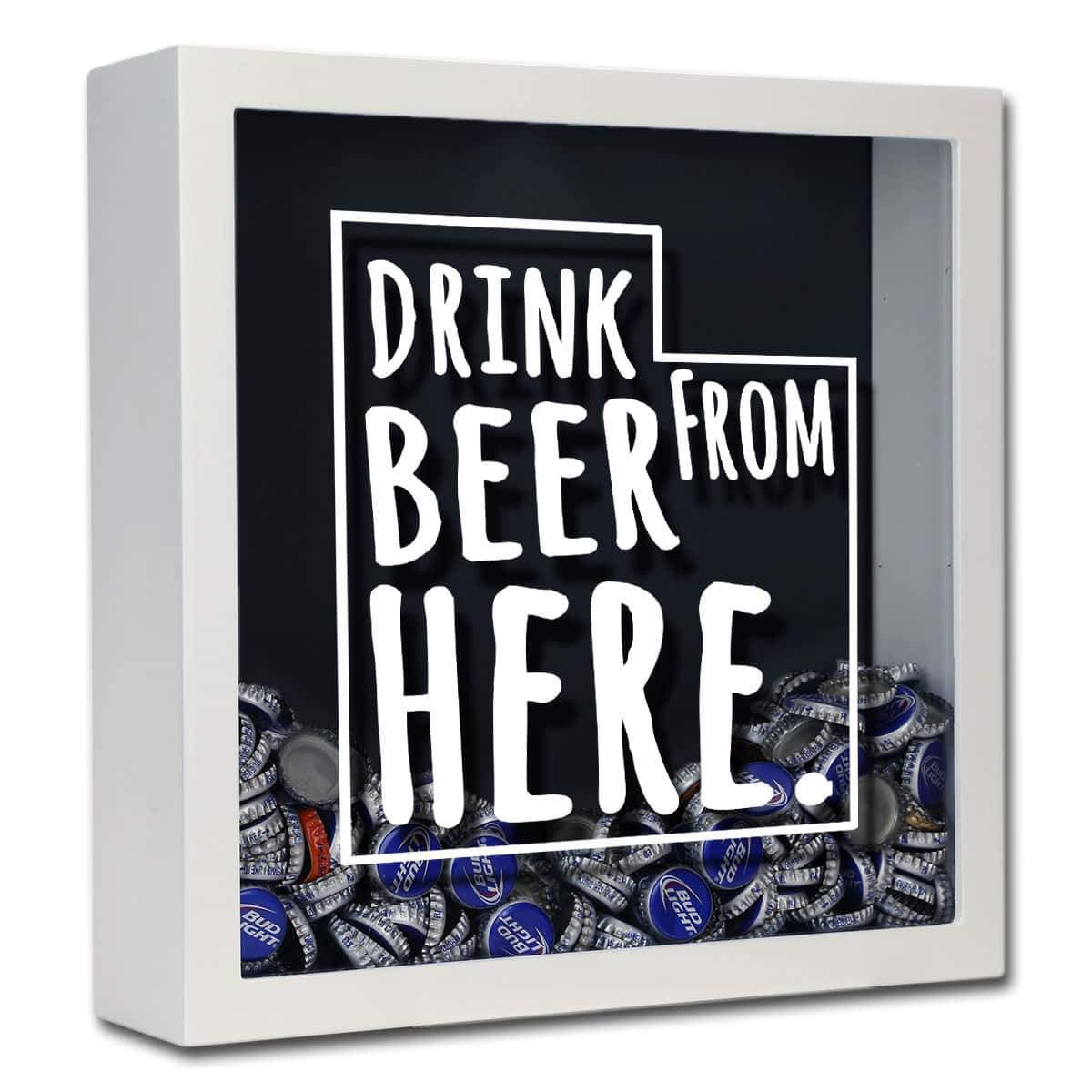 Torched Products Shadow Box White Utah Drink Beer From Here Beer Cap Shadow Box (781184991349)