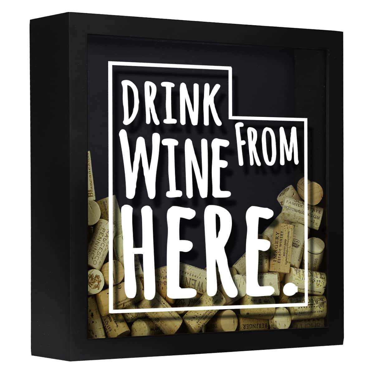 Torched Products Shadow Box Black Utah Drink Wine From Here Wine Cork Shadow Box (795790966901)