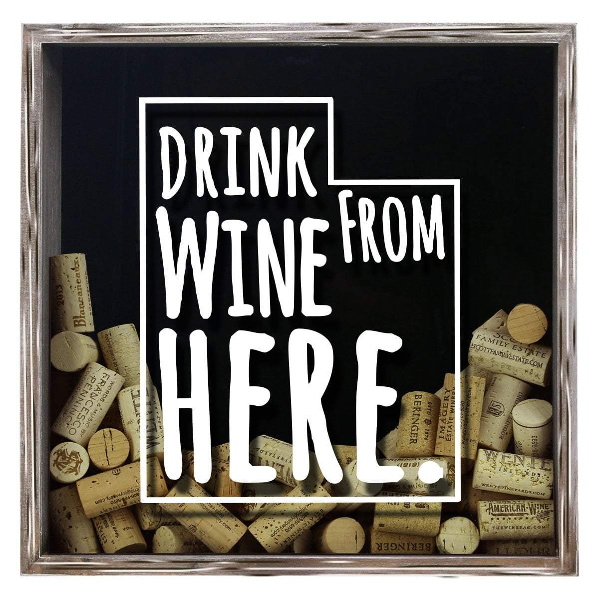 Torched Products Shadow Box Gray Utah Drink Wine From Here Wine Cork Shadow Box (795790966901)