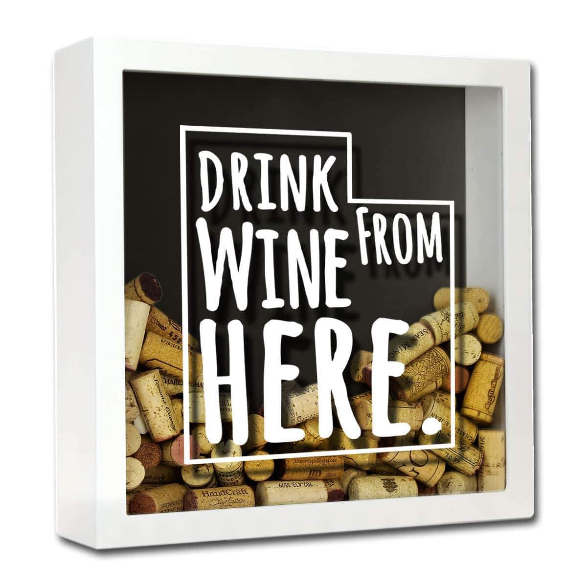 Torched Products Shadow Box White Utah Drink Wine From Here Wine Cork Shadow Box (795790966901)