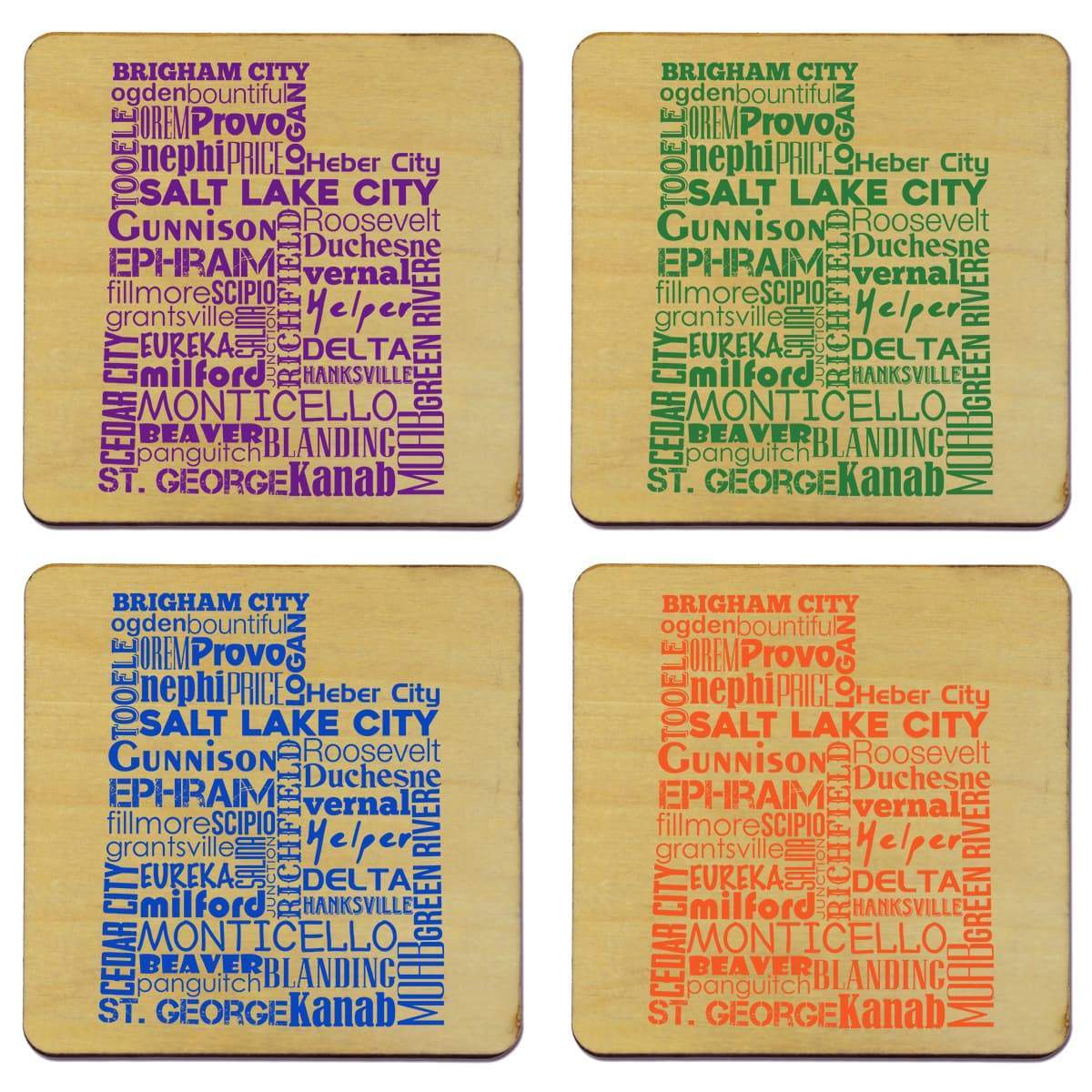 Torched Products Coasters Utah Typography Coaster (787843711093)
