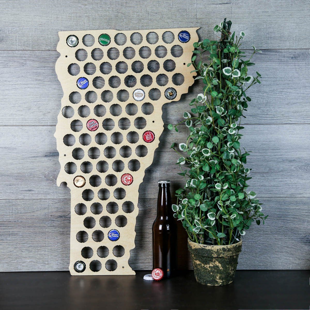 Torched Products Beer Bottle Cap Holder Vermont Beer Cap Map (777581822069)