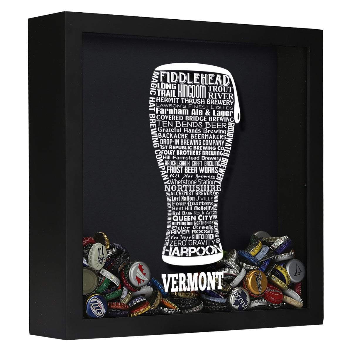 Torched Products Shadow Box Black Vermont Beer Typography Shadow Box (779455332469)