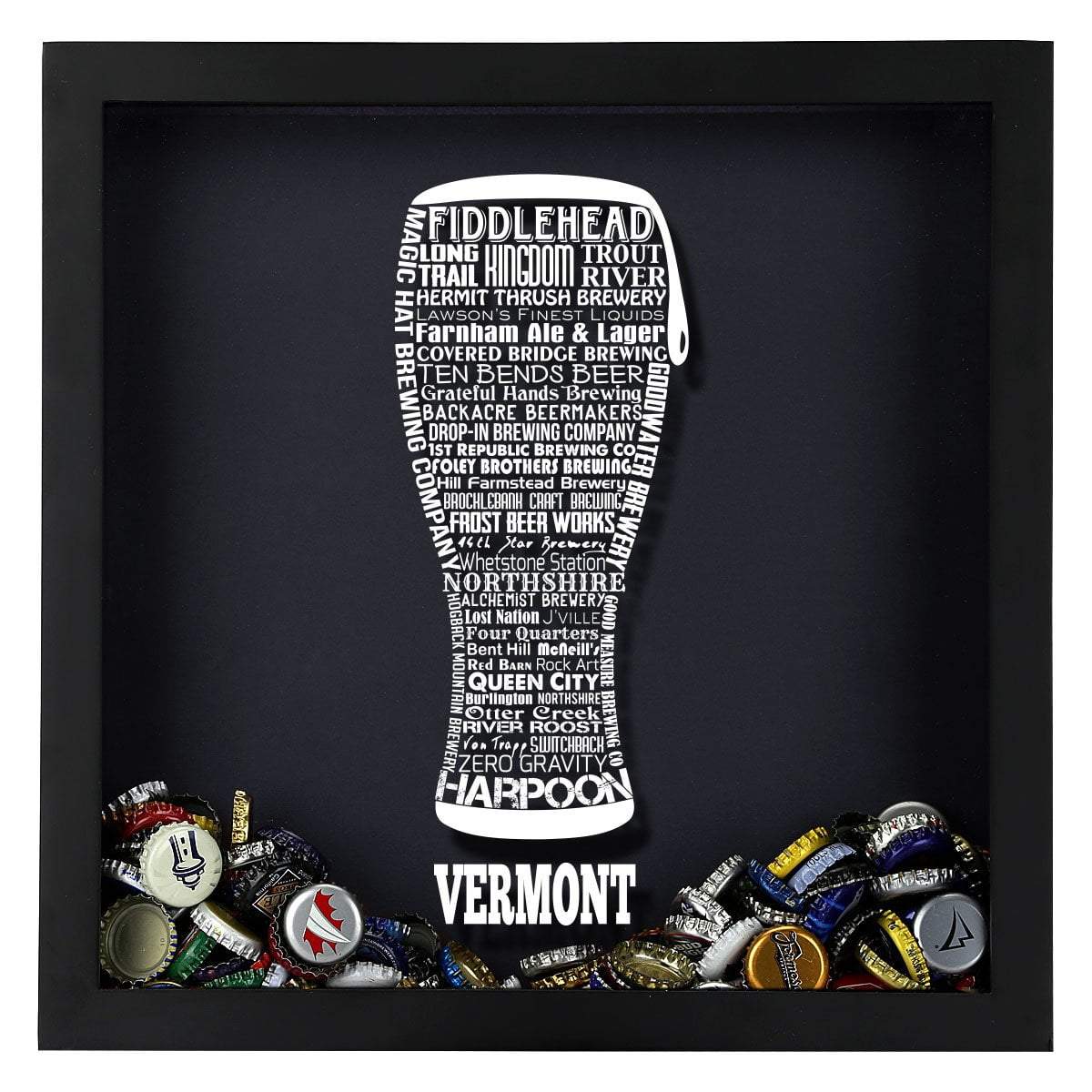 Torched Products Shadow Box Vermont Beer Typography Shadow Box (779455332469)