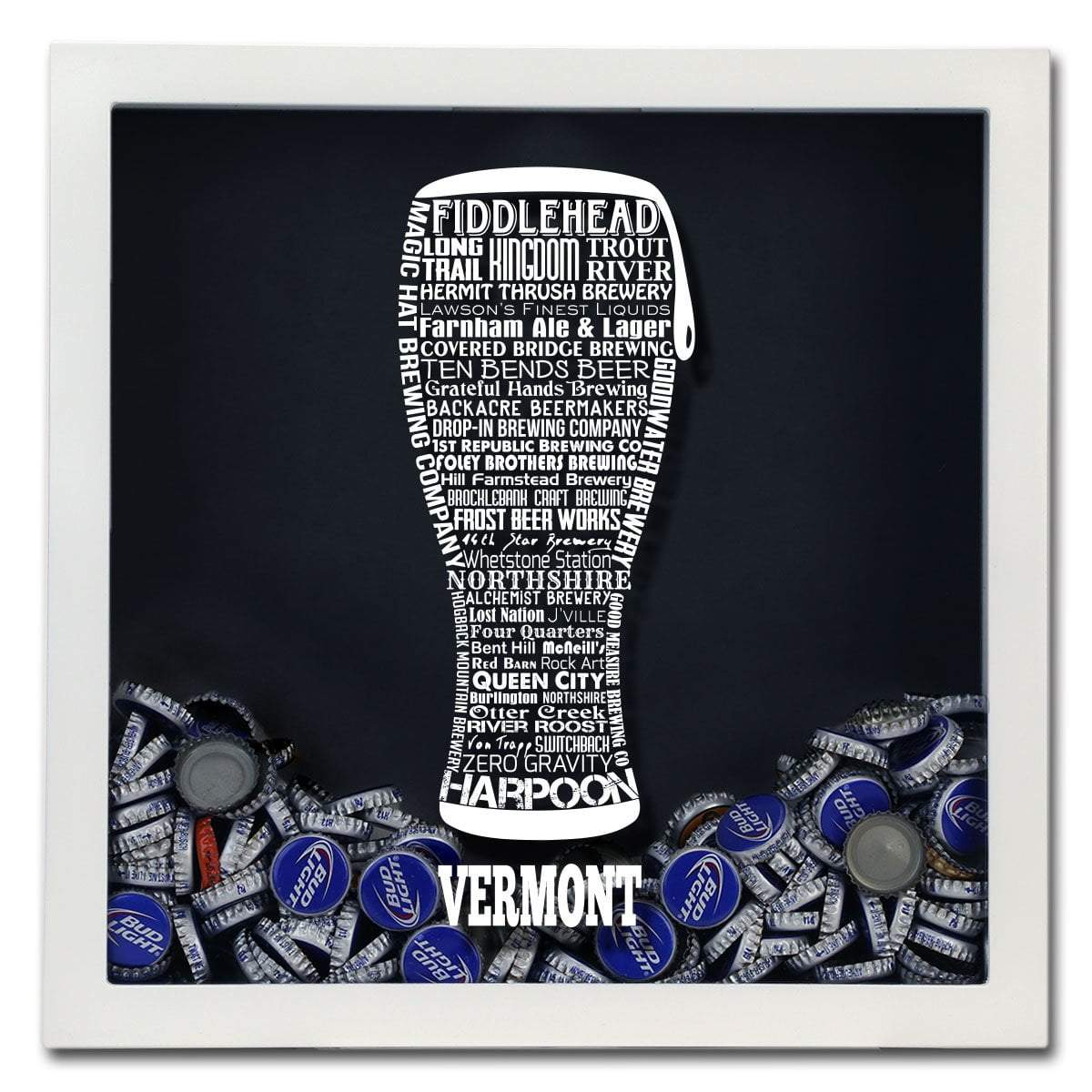 Torched Products Shadow Box Vermont Beer Typography Shadow Box (779455332469)