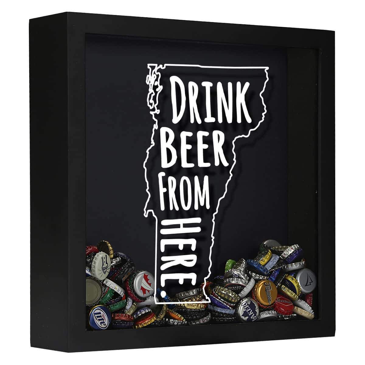 Torched Products Shadow Box Black Vermont Drink Beer From Here Beer Cap Shadow Box (781185581173)