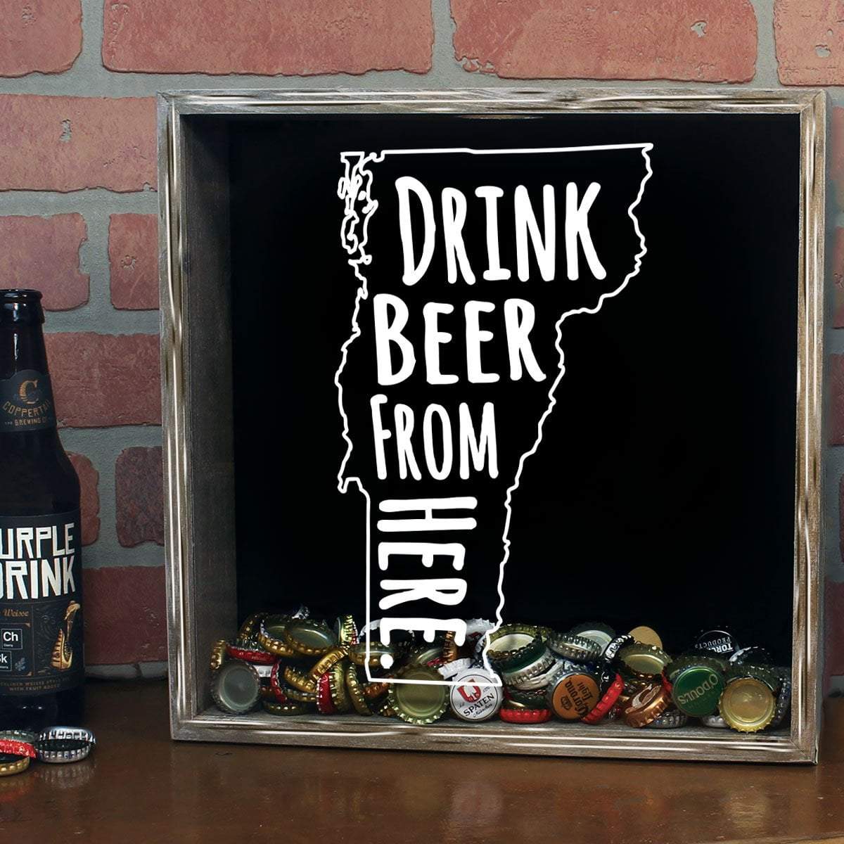 Torched Products Shadow Box Vermont Drink Beer From Here Beer Cap Shadow Box (781185581173)