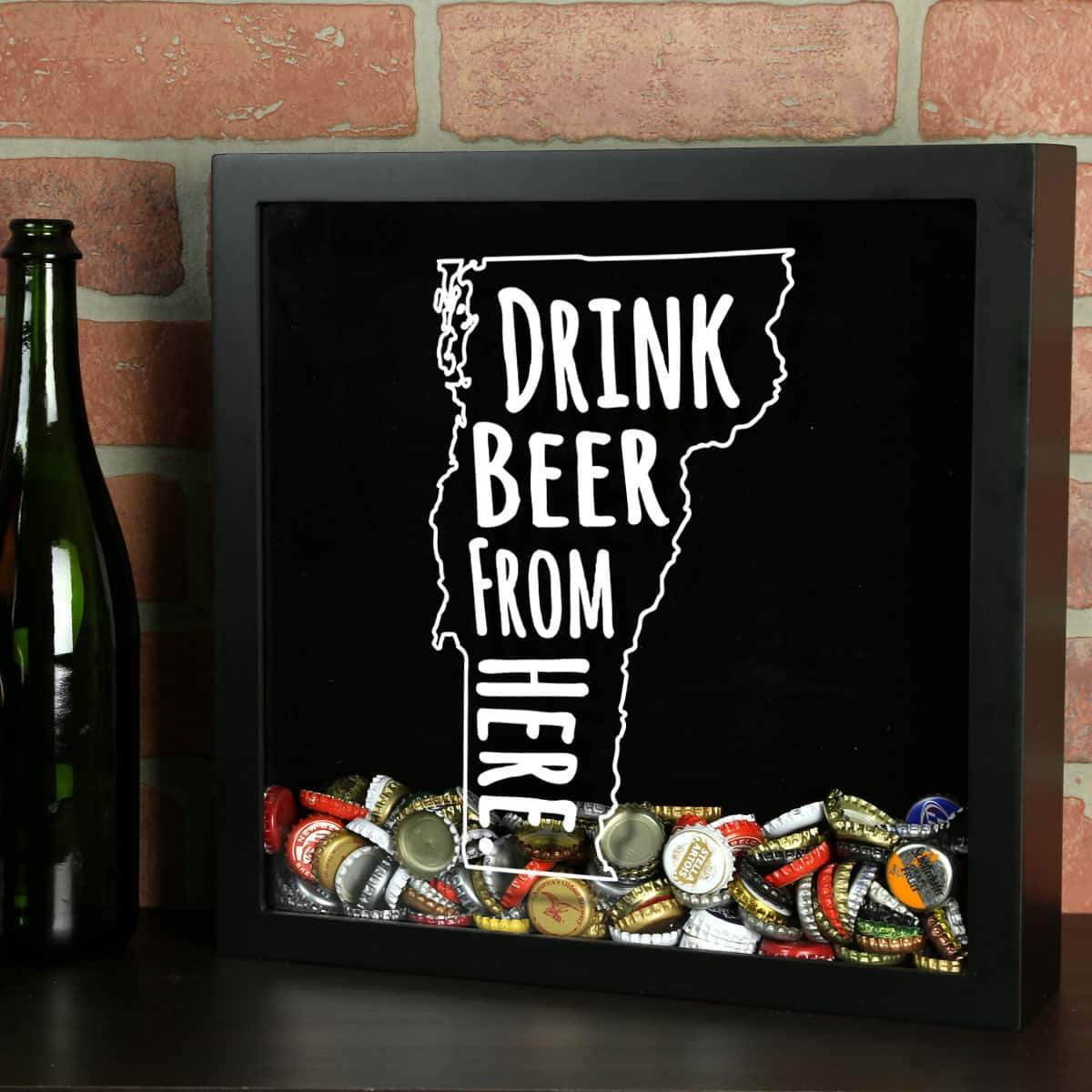 Torched Products Shadow Box Black Vermont Drink Beer From Here Beer Cap Shadow Box (781185581173)