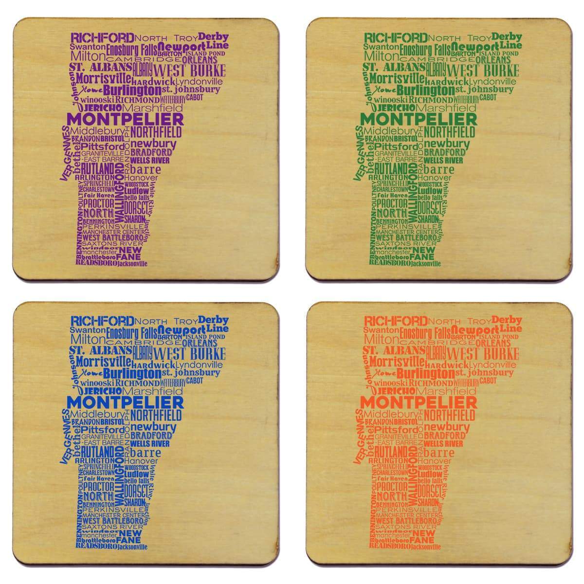 Torched Products Coasters Vermont Typography Coaster
