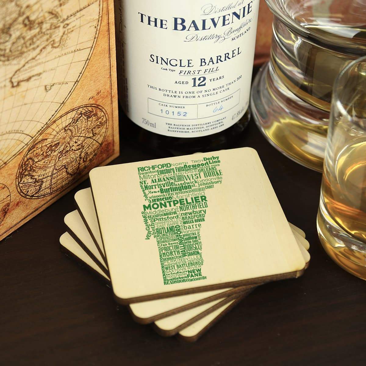 Torched Products Coasters Vermont Typography Coaster