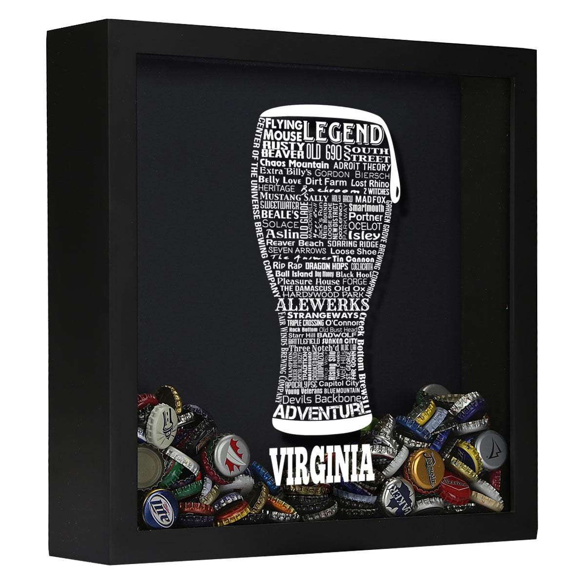 Torched Products Shadow Box Black Virginia Beer Typography Shadow Box (779455496309)