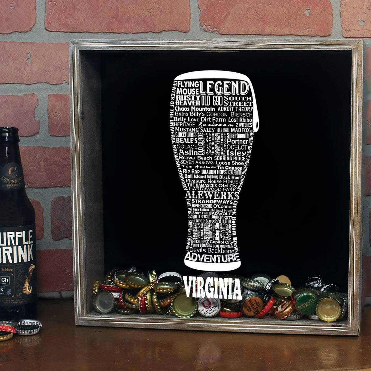 Torched Products Shadow Box Virginia Beer Typography Shadow Box (779455496309)