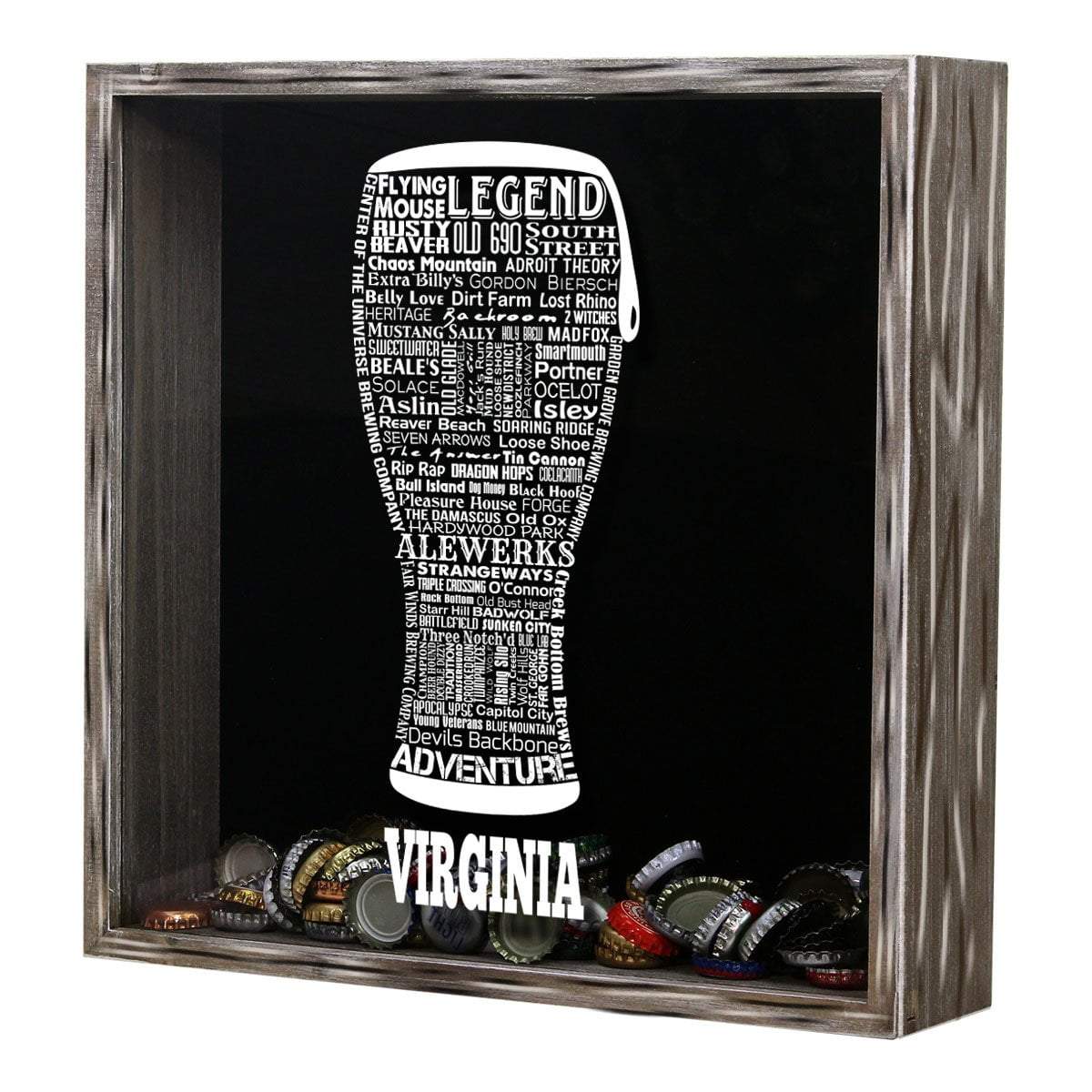 Torched Products Shadow Box Virginia Beer Typography Shadow Box (779455496309)