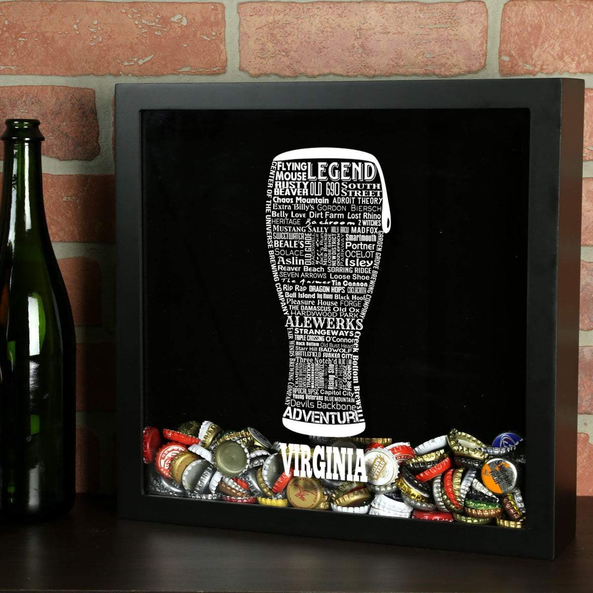 Torched Products Shadow Box Black Virginia Beer Typography Shadow Box (779455496309)