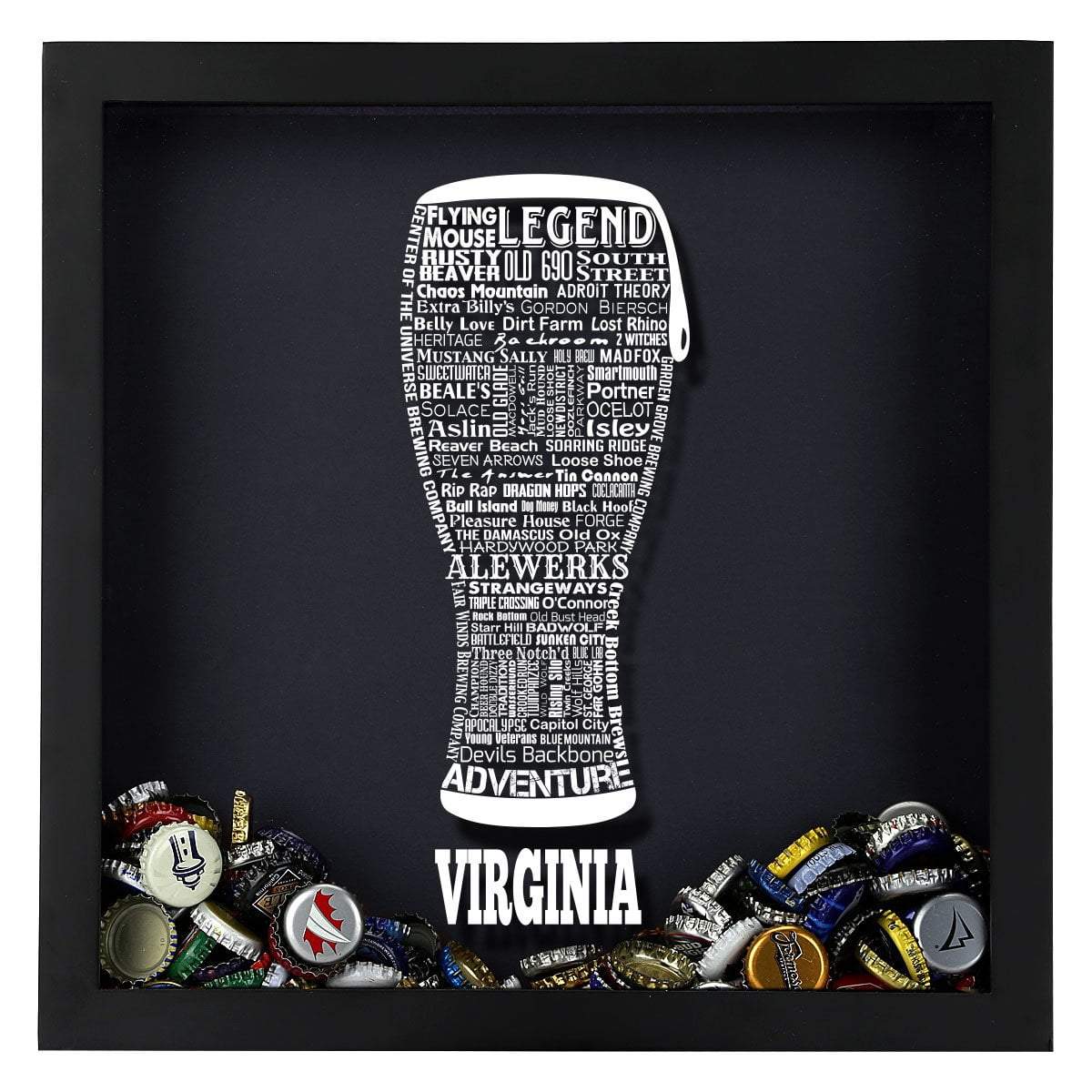 Torched Products Shadow Box Virginia Beer Typography Shadow Box (779455496309)