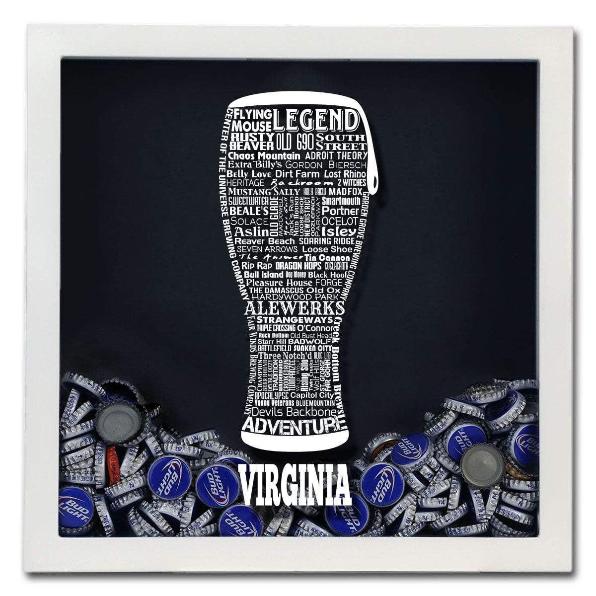 Torched Products Shadow Box Virginia Beer Typography Shadow Box (779455496309)