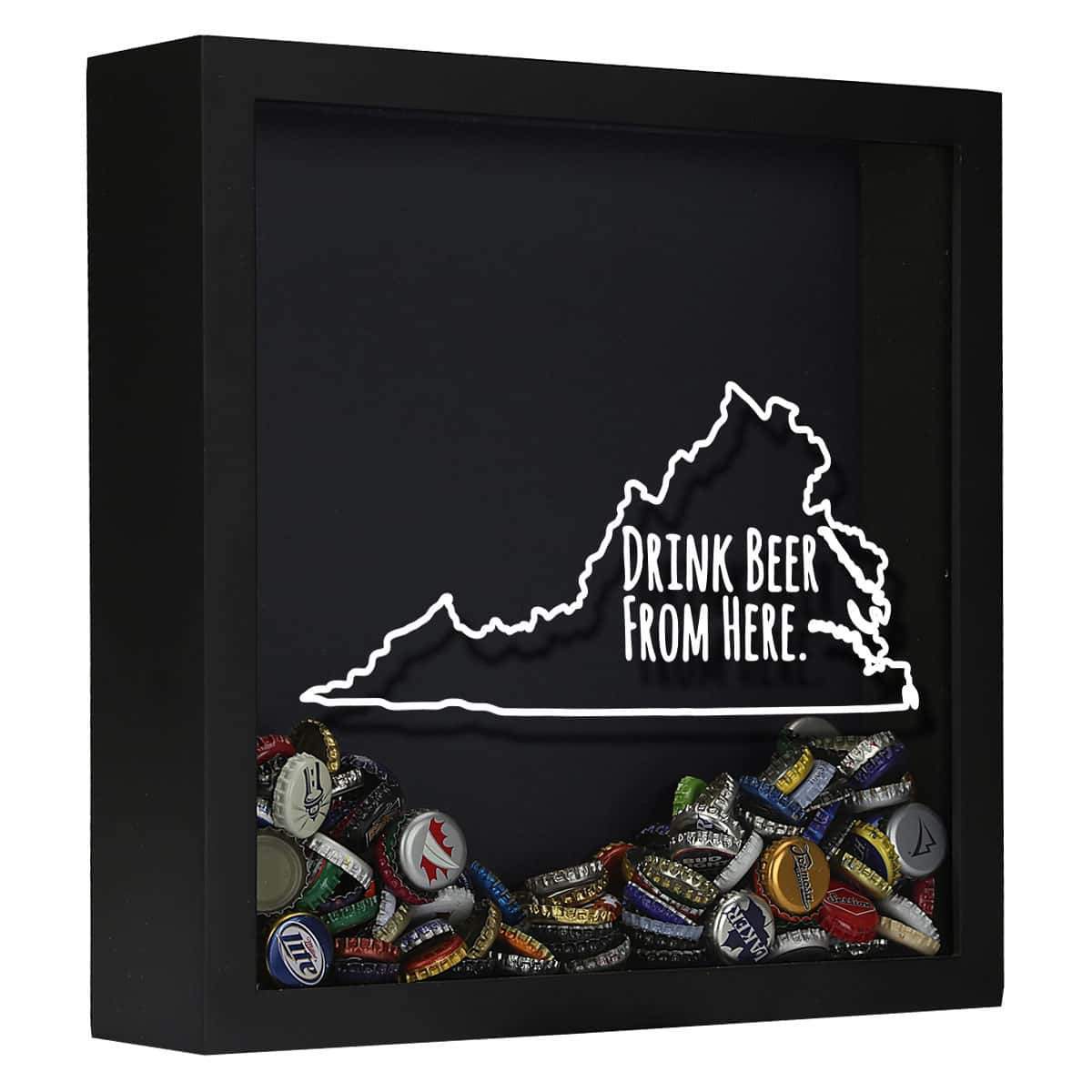 Torched Products Shadow Box Black Virginia Drink Beer From Here Beer Cap Shadow Box (781185482869)