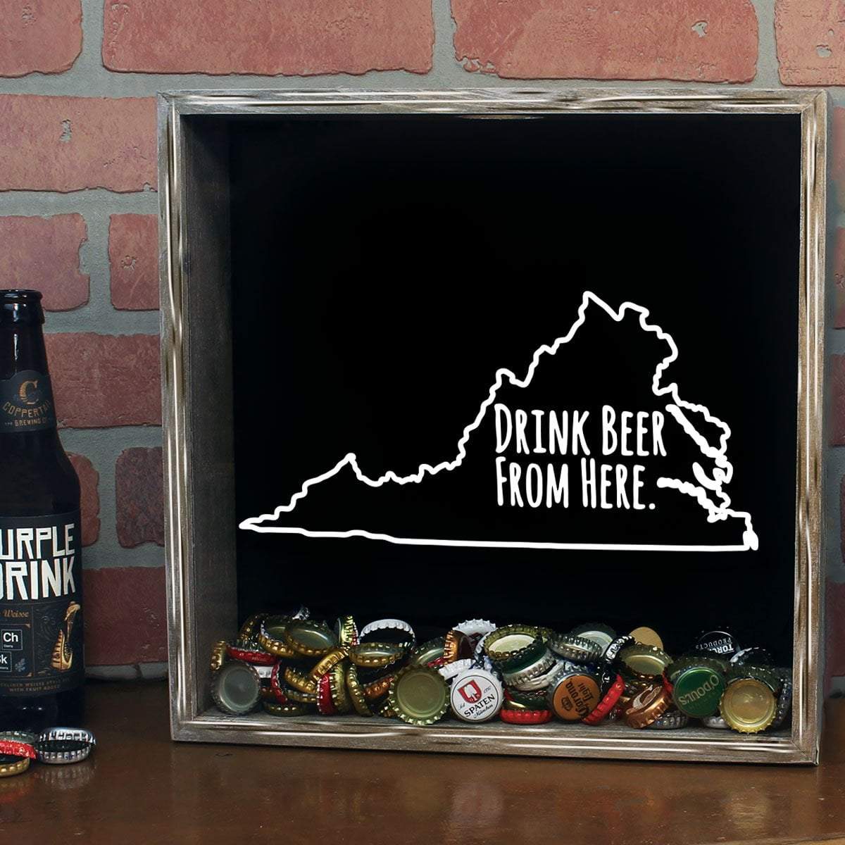 Torched Products Shadow Box Virginia Drink Beer From Here Beer Cap Shadow Box (781185482869)