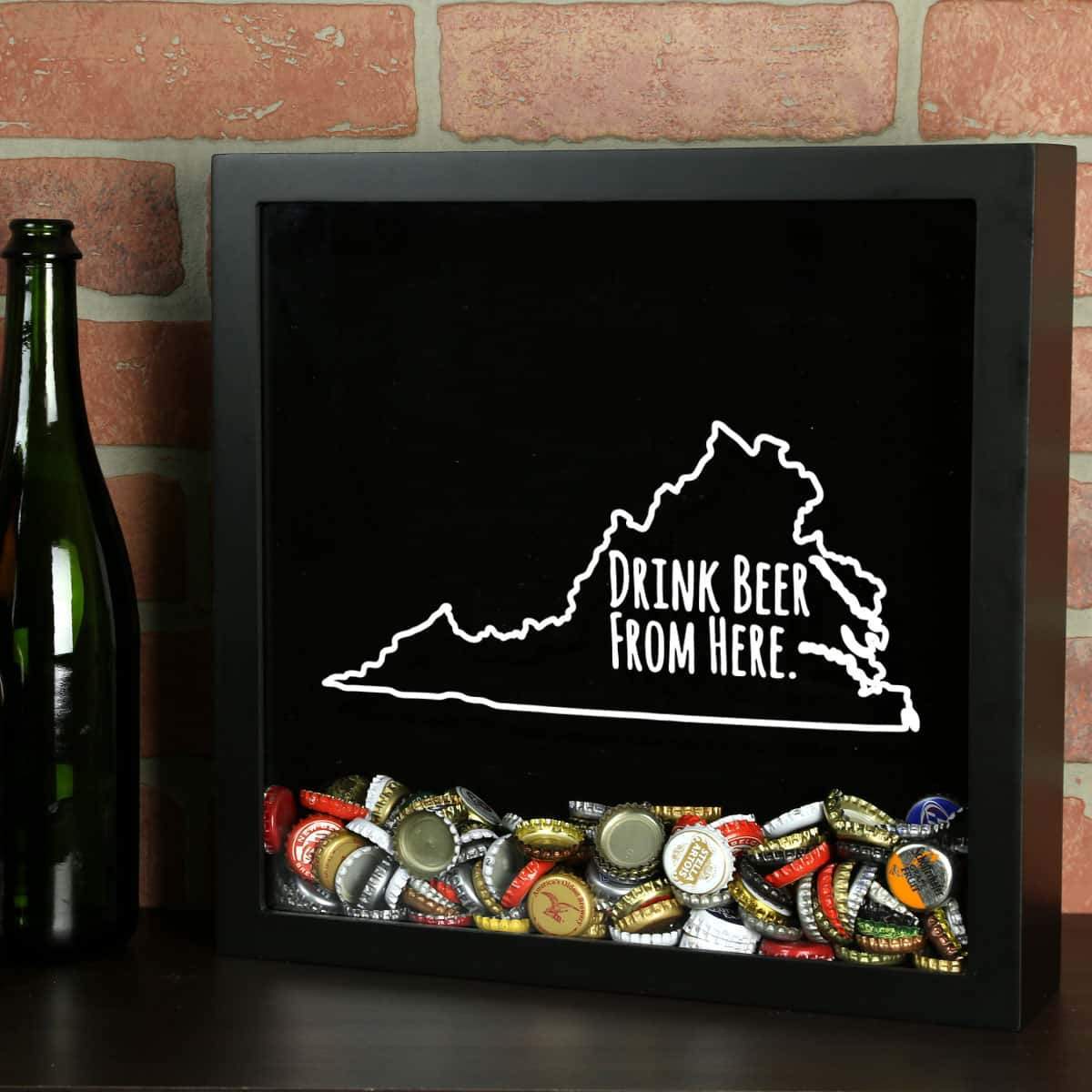 Torched Products Shadow Box Black Virginia Drink Beer From Here Beer Cap Shadow Box (781185482869)