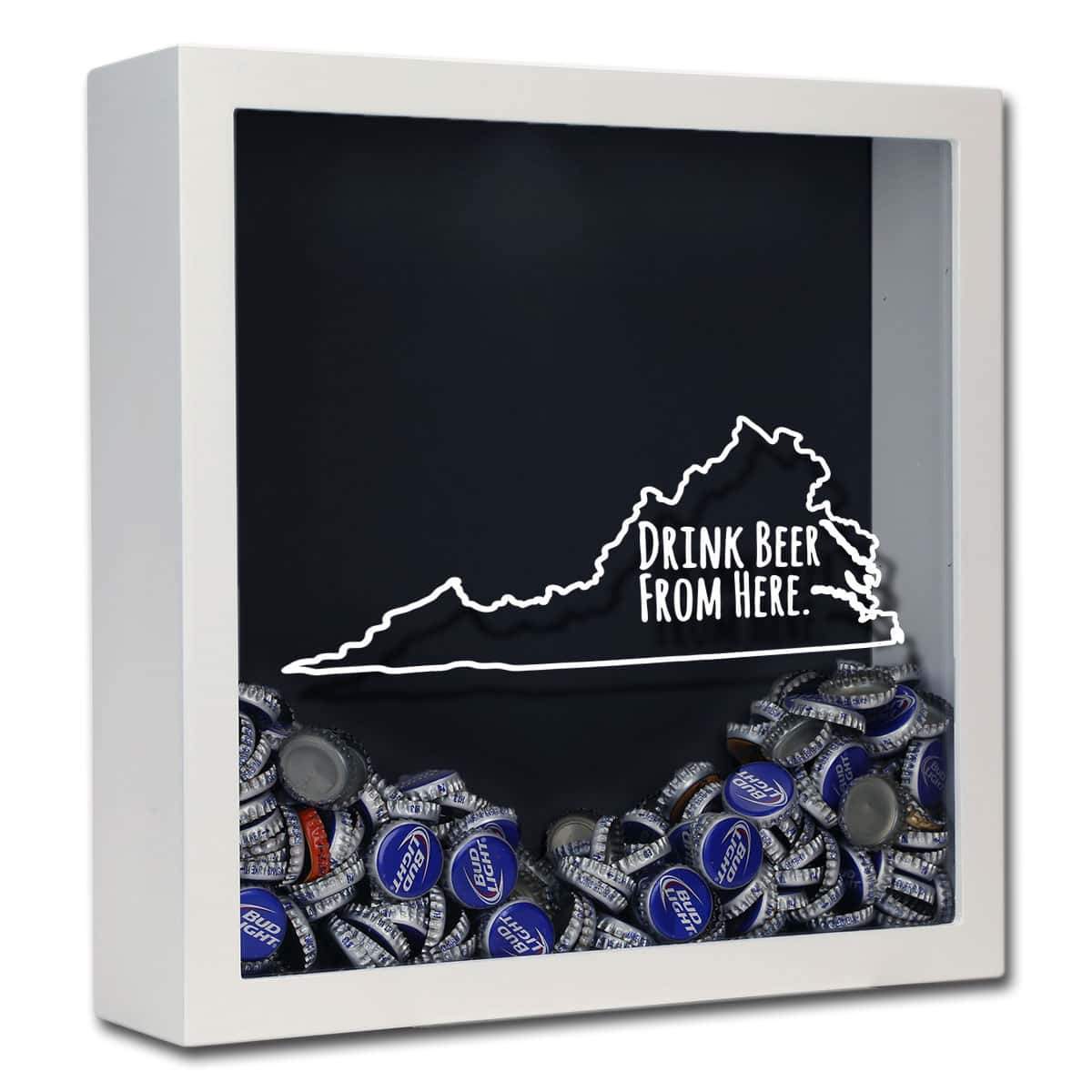 Torched Products Shadow Box White Virginia Drink Beer From Here Beer Cap Shadow Box (781185482869)
