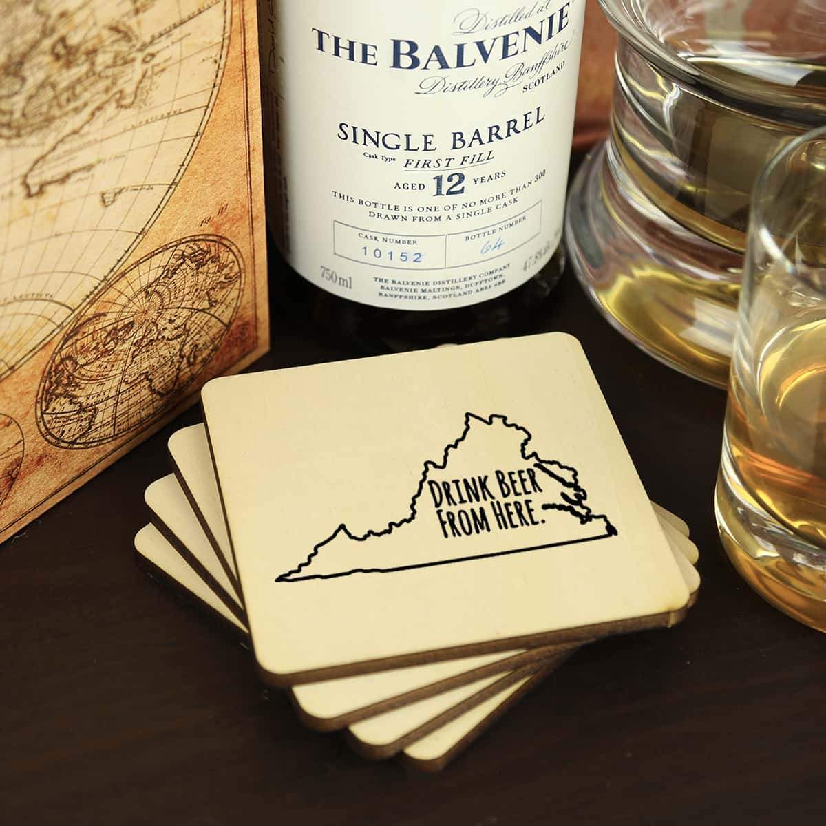 Torched Products Coasters Virginia Drink Beer From Here Coasters (781459325045)