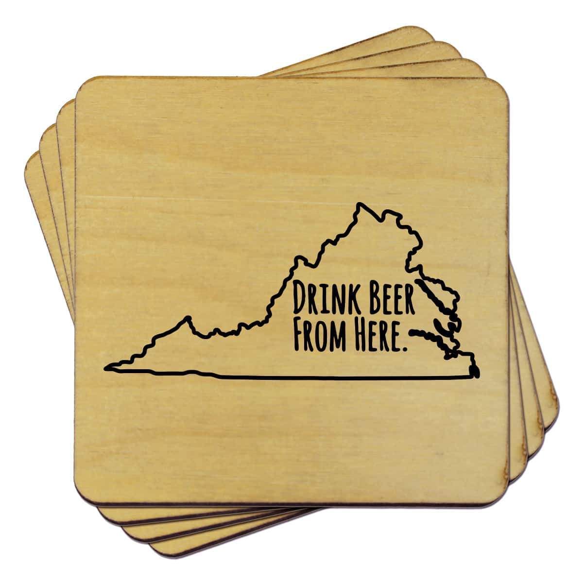 Torched Products Coasters Virginia Drink Beer From Here Coasters (781459325045)