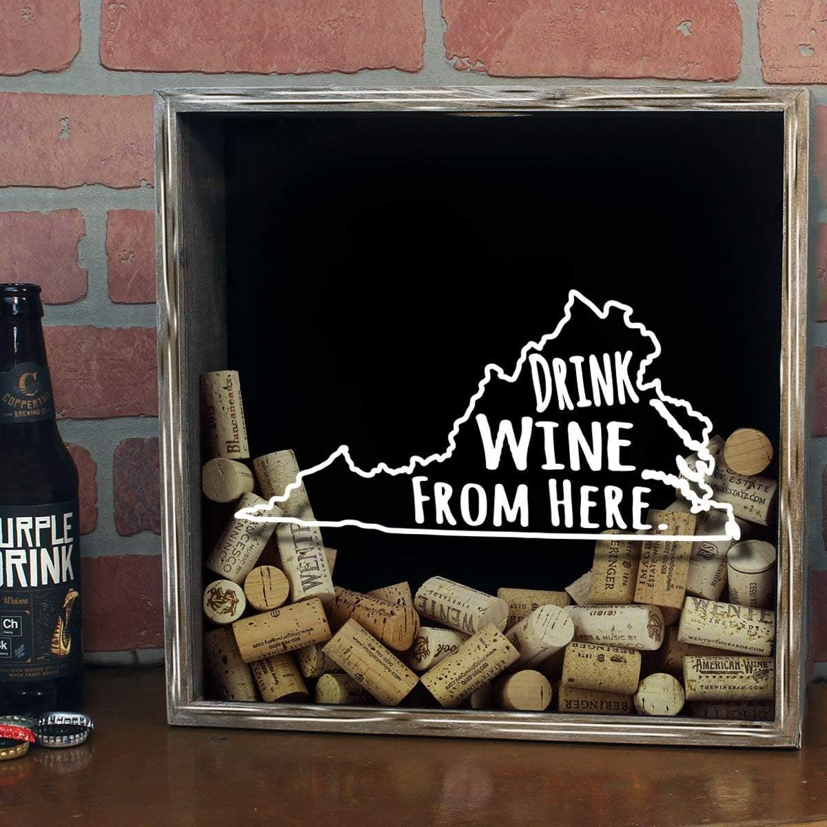 Torched Products Shadow Box Virginia Drink Wine From Here Wine Cork Shadow Box (795793457269)