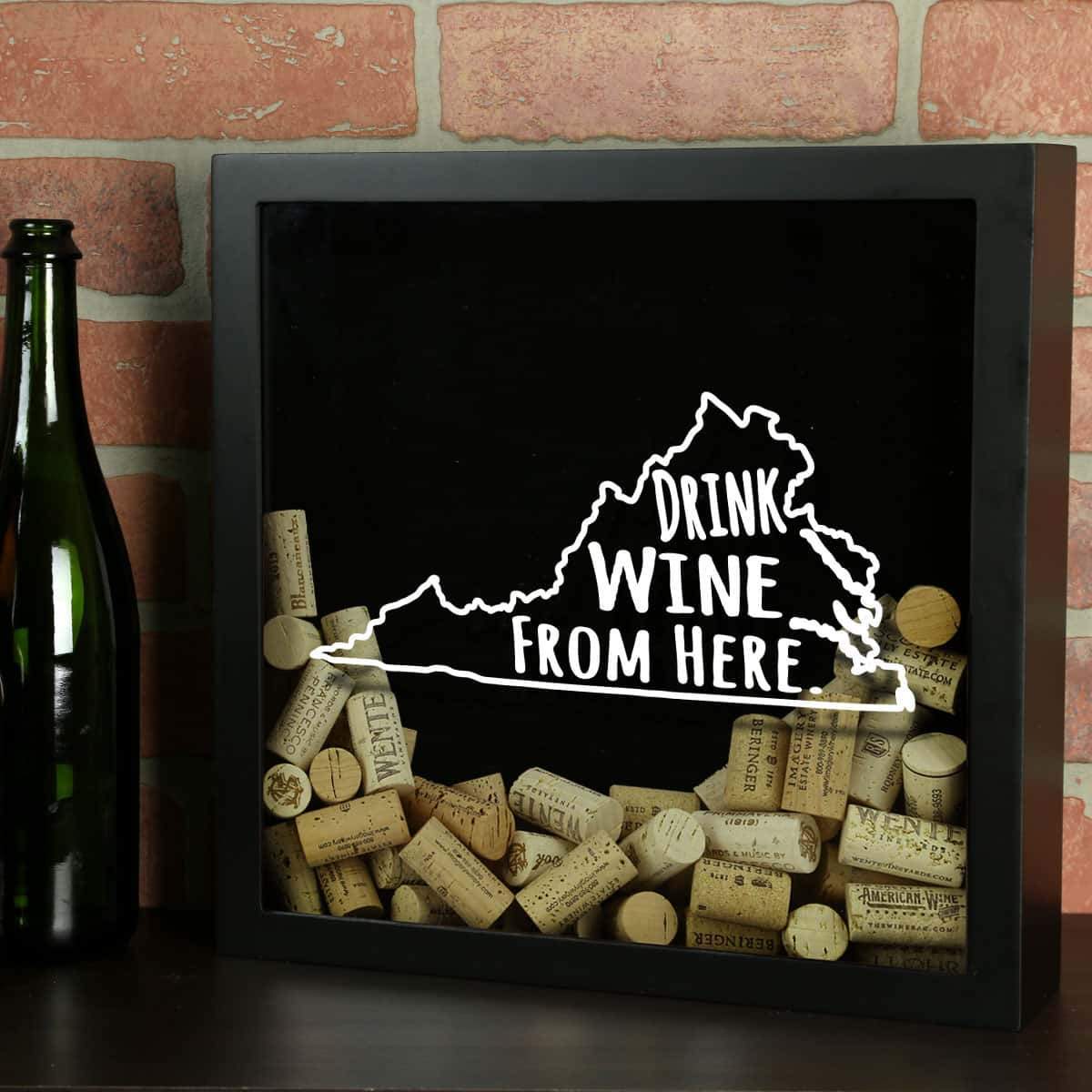 Torched Products Shadow Box Black Virginia Drink Wine From Here Wine Cork Shadow Box (795793457269)