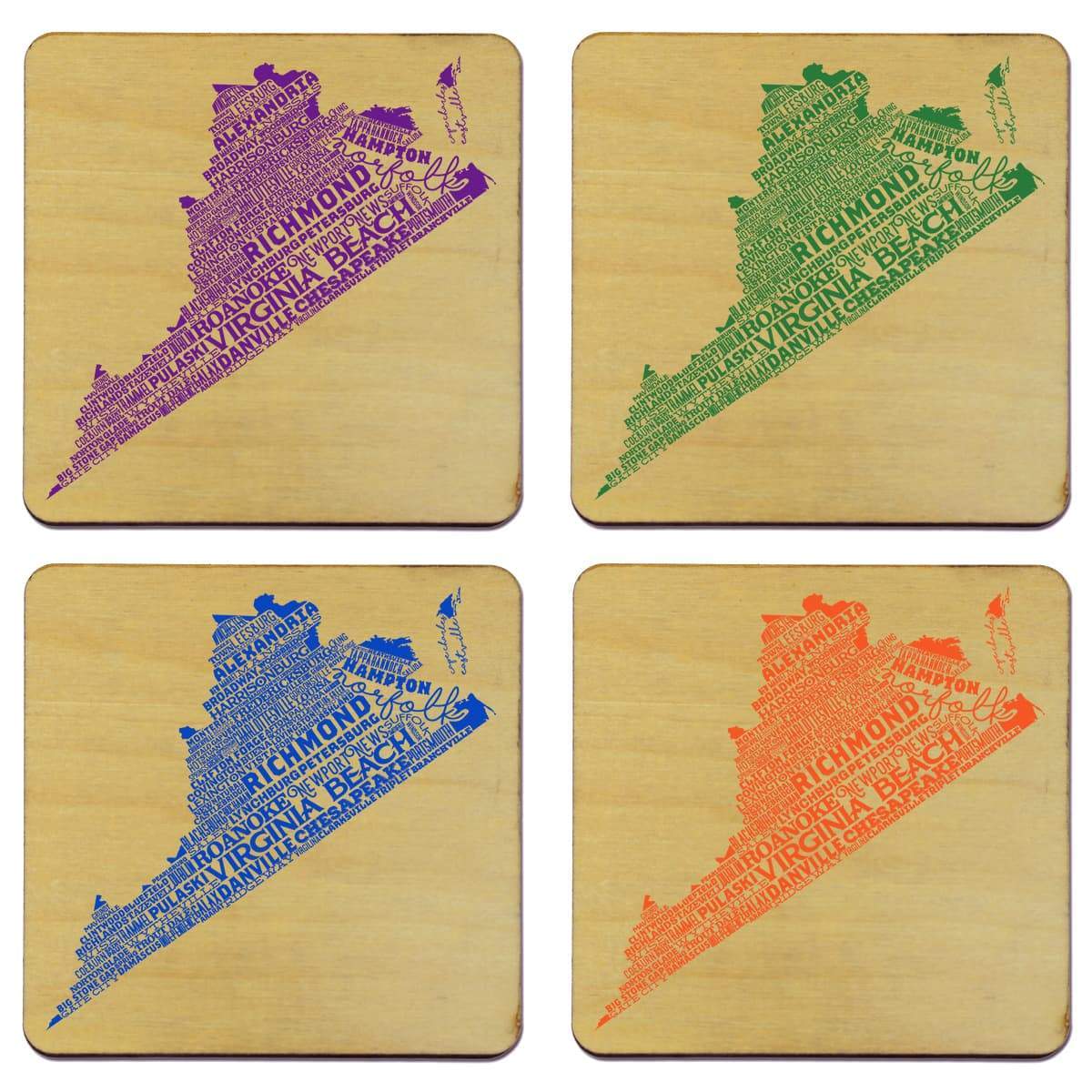 Torched Products Coasters Virginia Typography Coaster (787846692981)