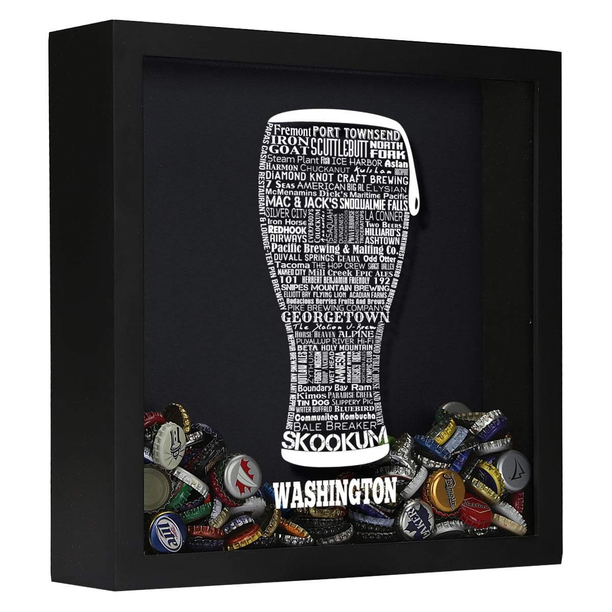 Torched Products Shadow Box Black Washington Beer Typography Shadow Box (779394744437)