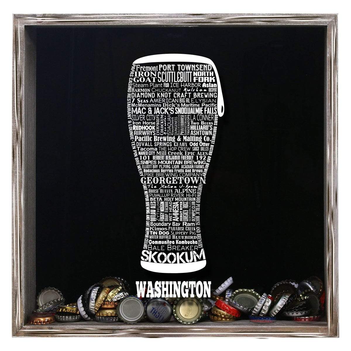 Torched Products Shadow Box Gray Washington Beer Typography Shadow Box (779394744437)