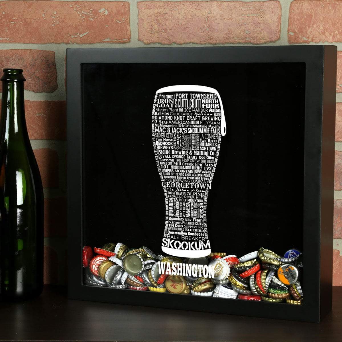 Torched Products Shadow Box Black Washington Beer Typography Shadow Box (779394744437)