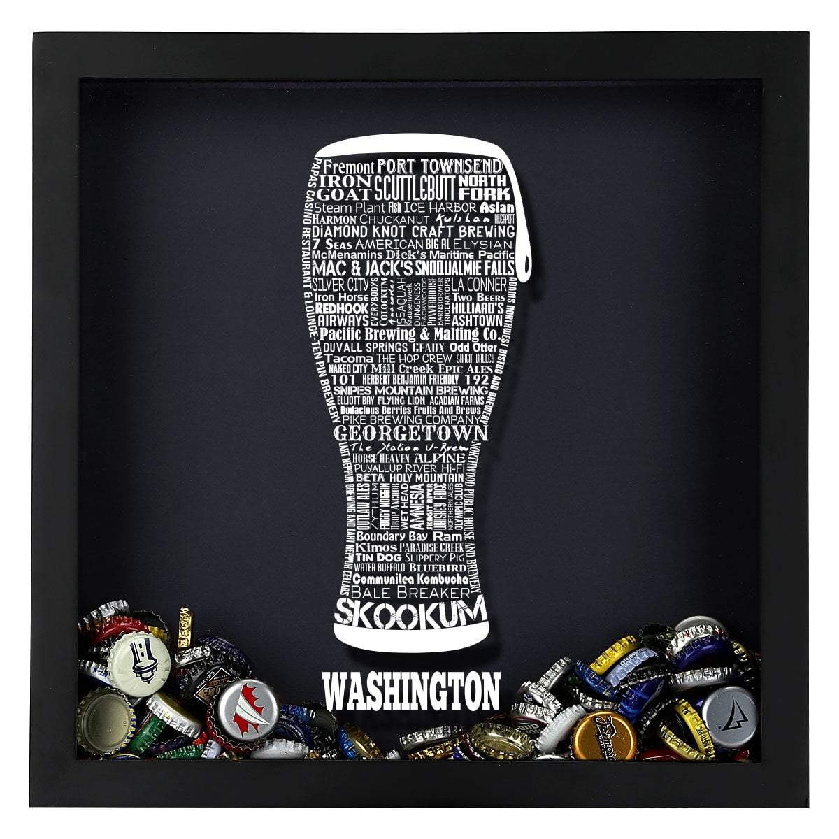 Torched Products Shadow Box Washington Beer Typography Shadow Box (779394744437)