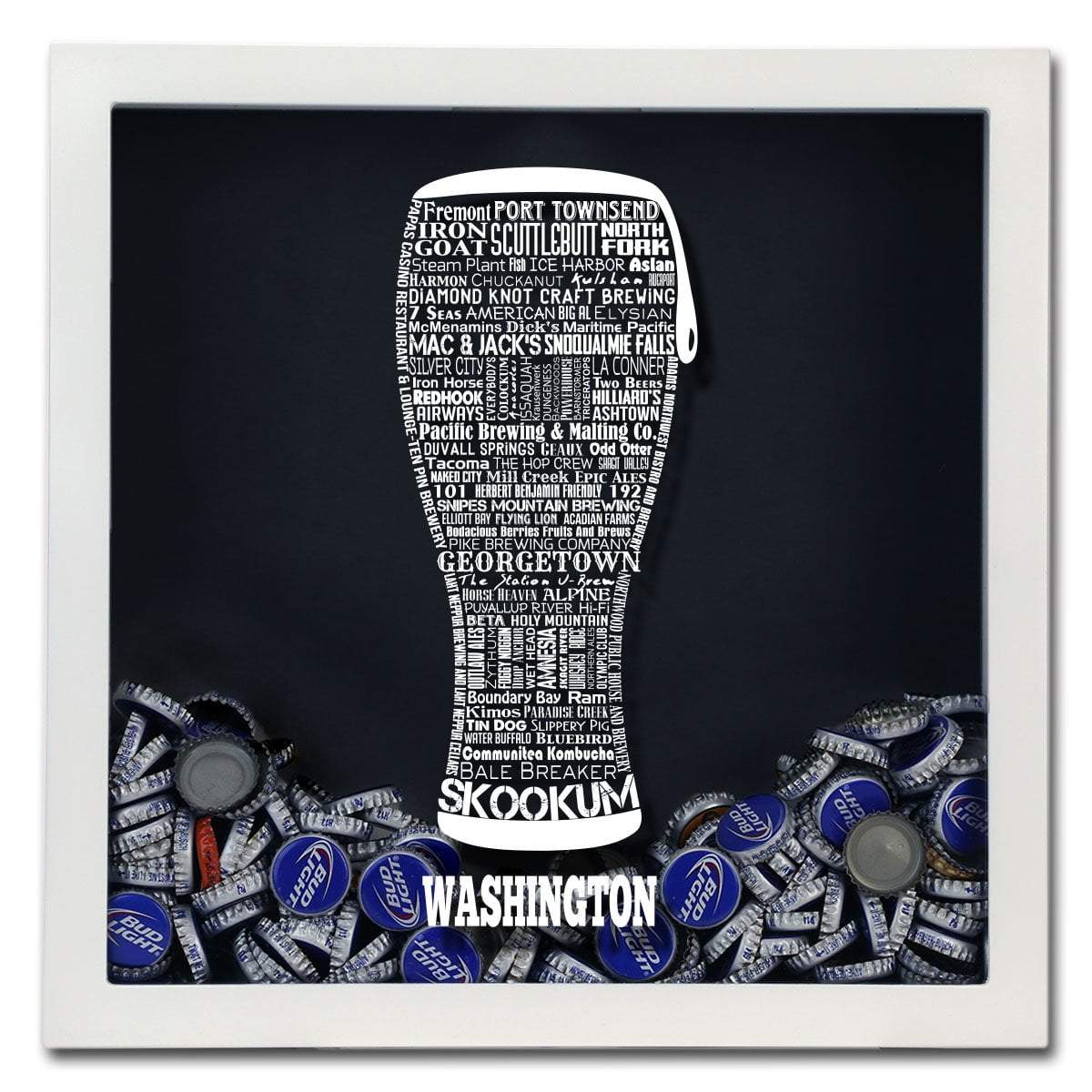 Torched Products Shadow Box Washington Beer Typography Shadow Box (779394744437)