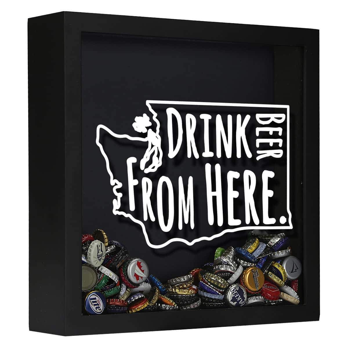Torched Products Shadow Box Black Washington Drink Beer From Here Beer Cap Shadow Box (781185810549)