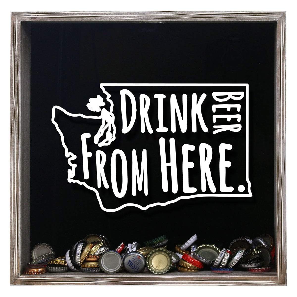 Torched Products Shadow Box Gray Washington Drink Beer From Here Beer Cap Shadow Box (781185810549)