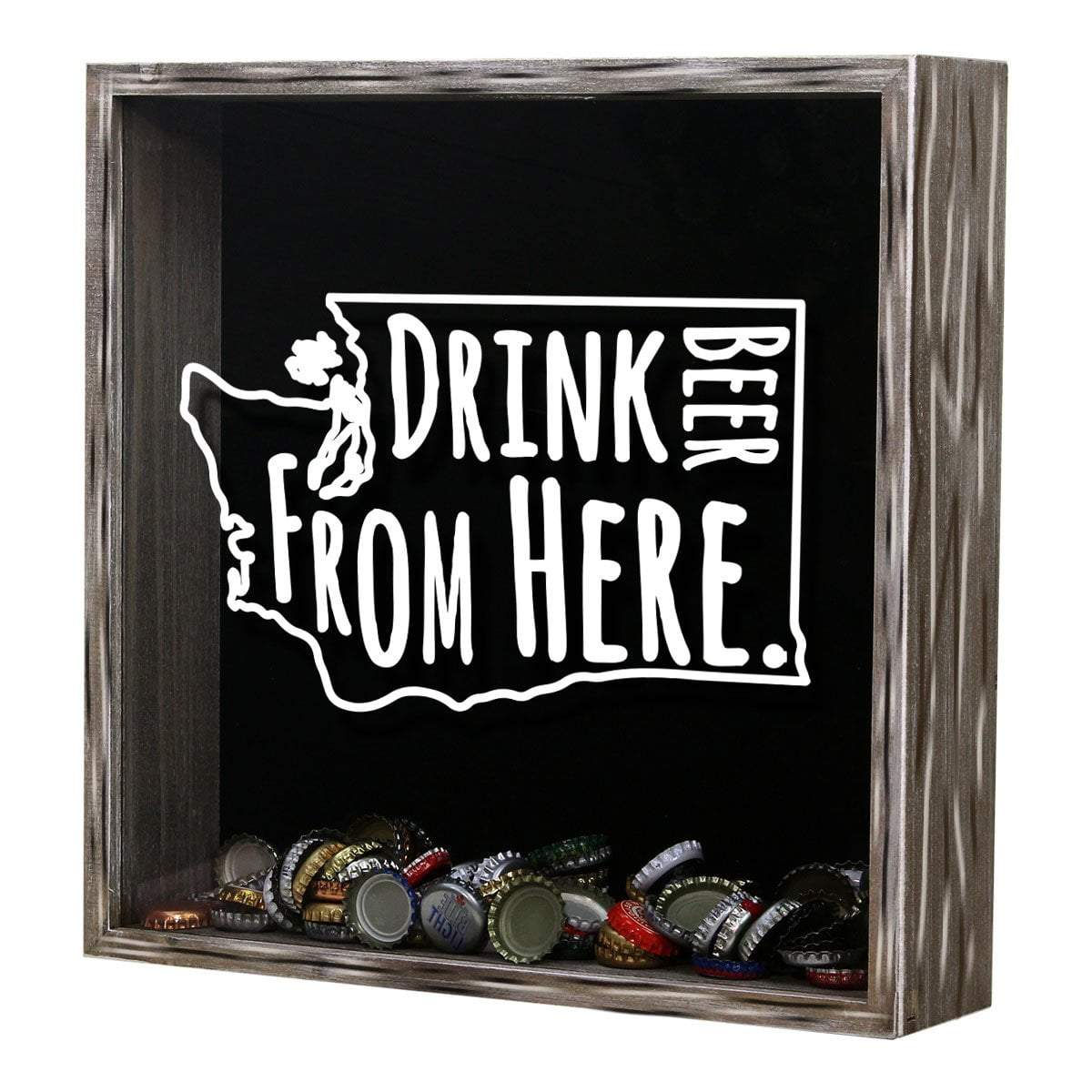 Torched Products Shadow Box Washington Drink Beer From Here Beer Cap Shadow Box (781185810549)