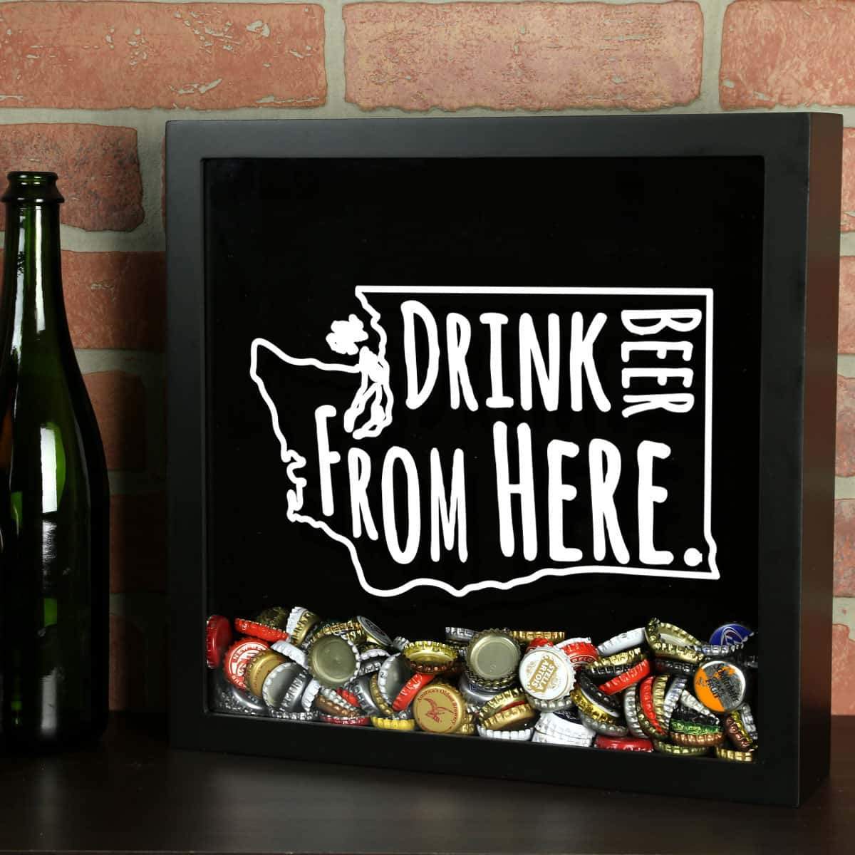 Torched Products Shadow Box Black Washington Drink Beer From Here Beer Cap Shadow Box (781185810549)