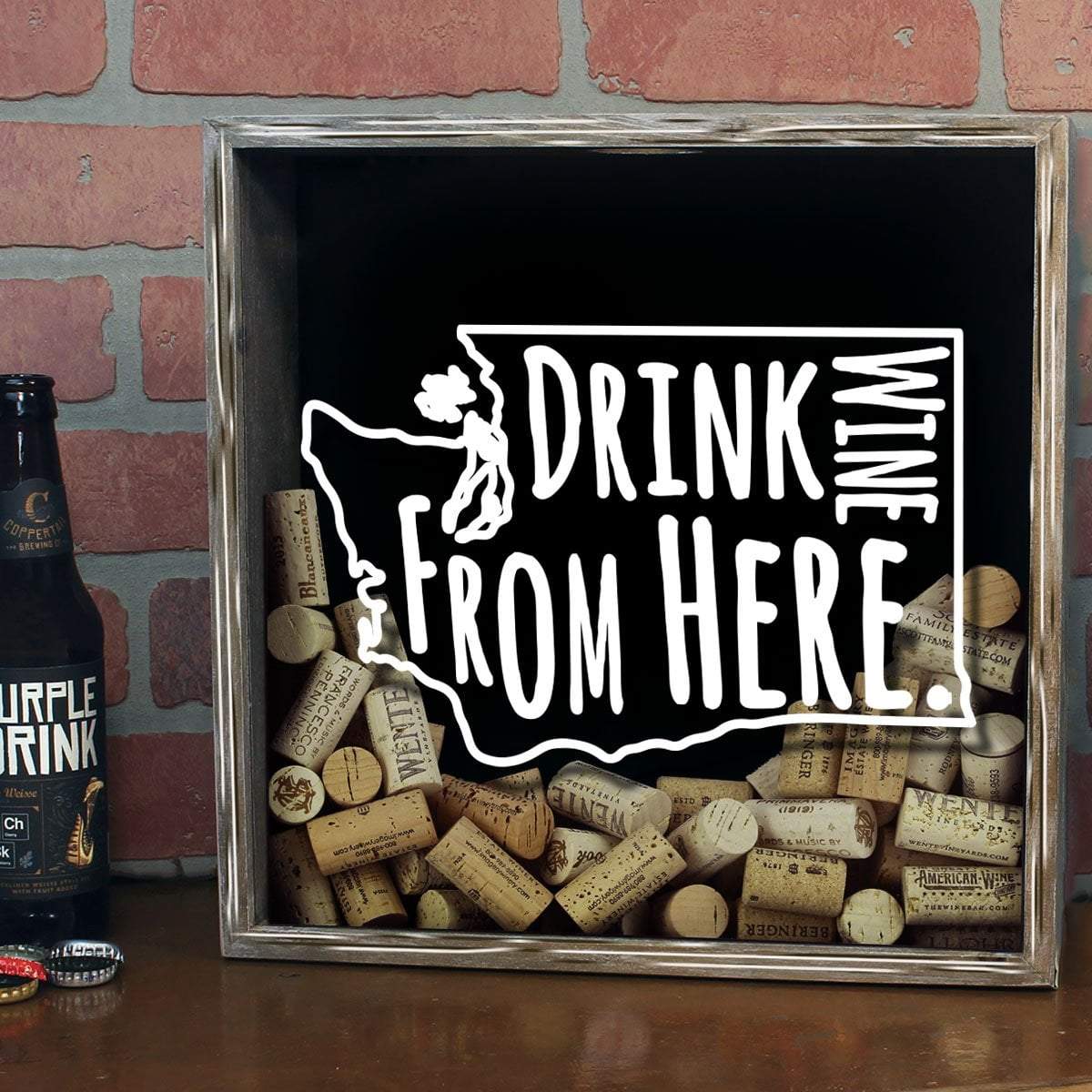 Torched Products Shadow Box Washington Drink Wine From Here Wine Cork Shadow Box (795794931829)