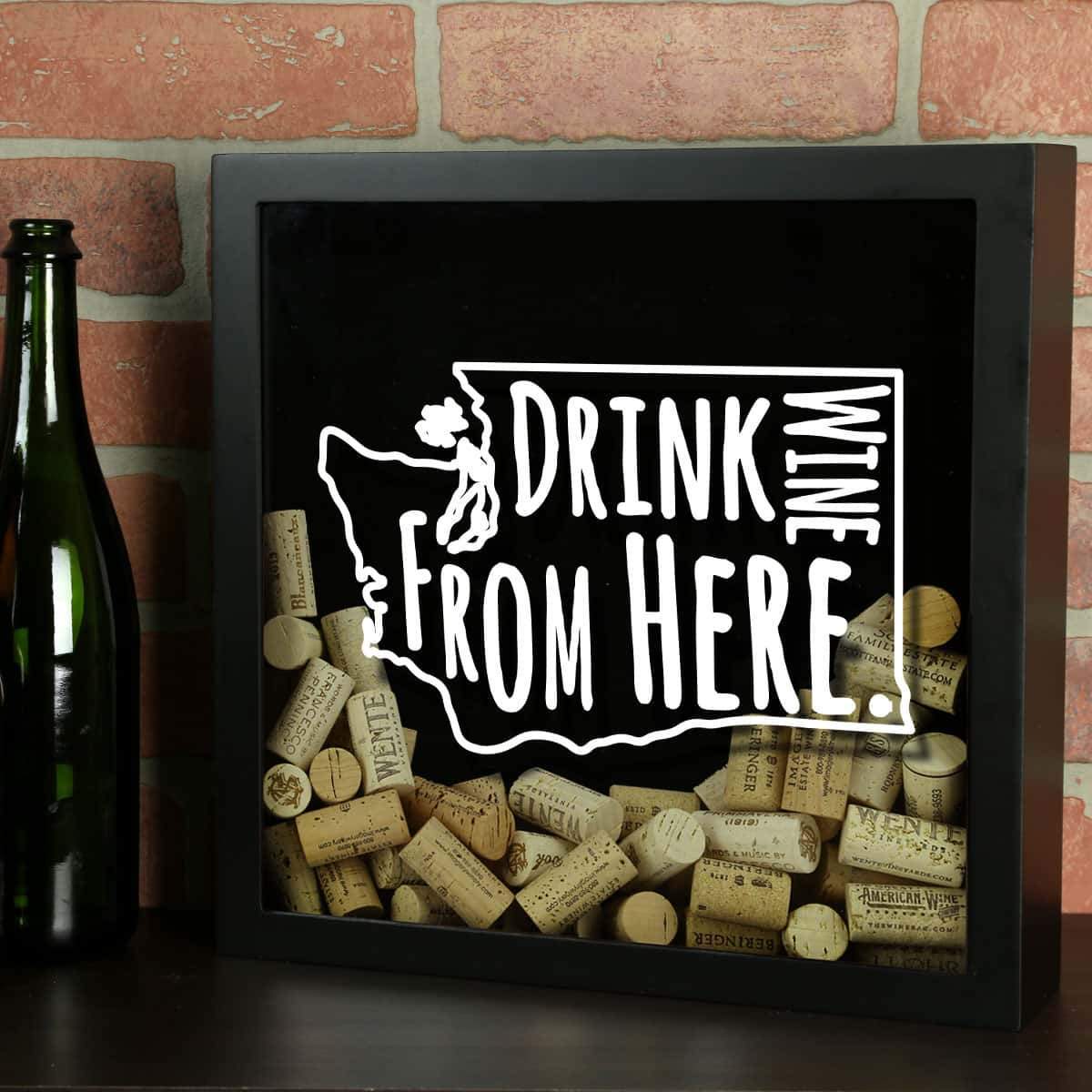 Torched Products Shadow Box Black Washington Drink Wine From Here Wine Cork Shadow Box (795794931829)