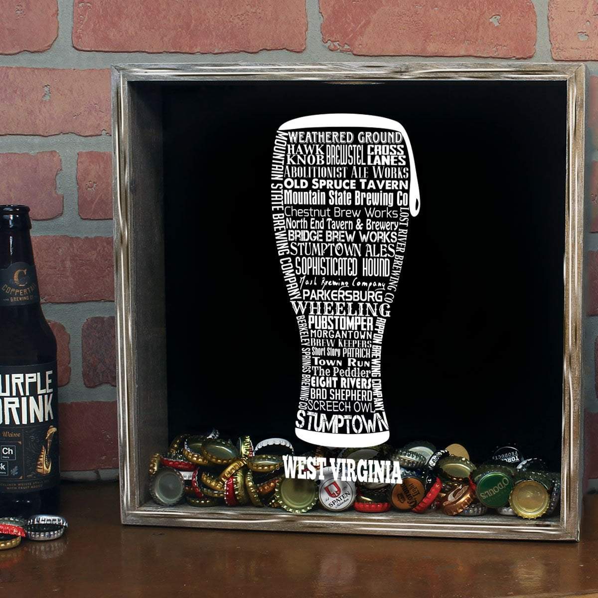 Torched Products Shadow Box West Virginia Beer Typography Shadow Box (779428692085)
