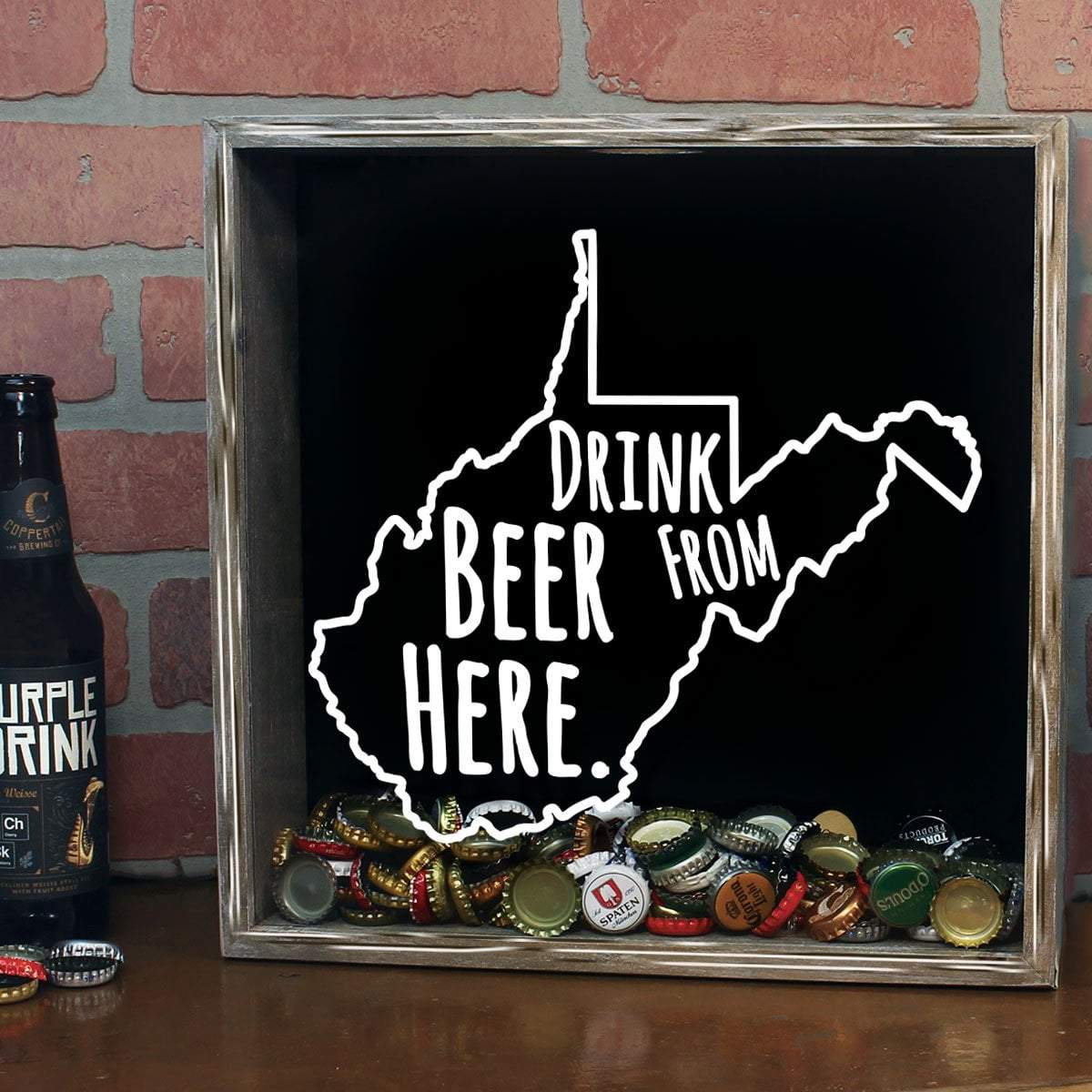 Torched Products Shadow Box West Virginia Drink Beer From Here Beer Cap Shadow Box (781186105461)