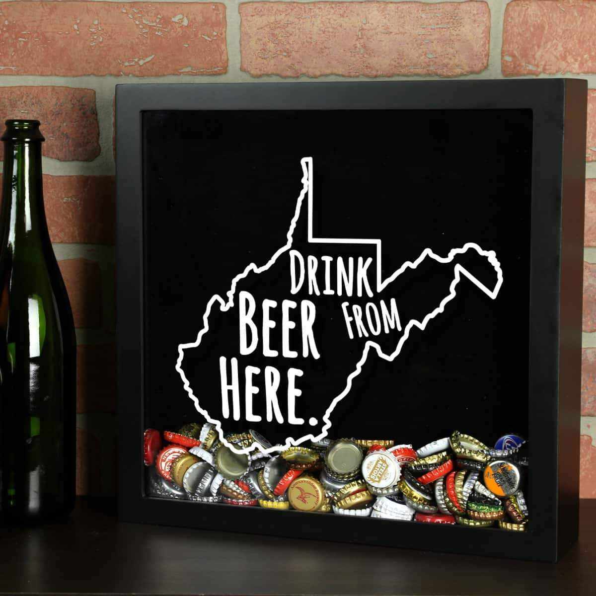 Torched Products Shadow Box Black West Virginia Drink Beer From Here Beer Cap Shadow Box (781186105461)