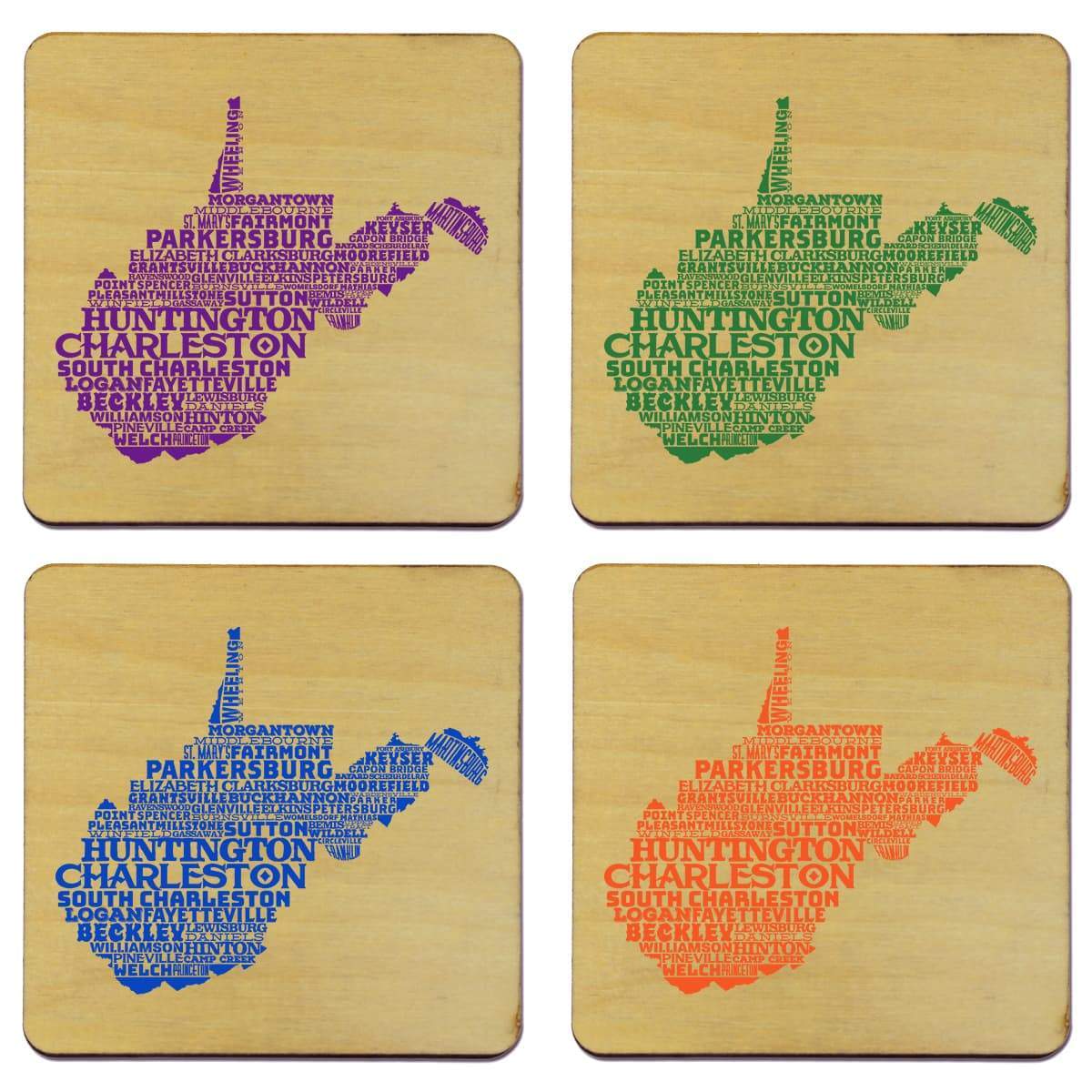 Torched Products Coasters West Virginia Typography Coaster (787848331381)