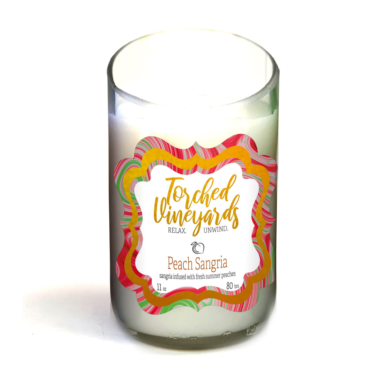 Torched Products Wine Bottle 11oz Candle - Peach Sangria