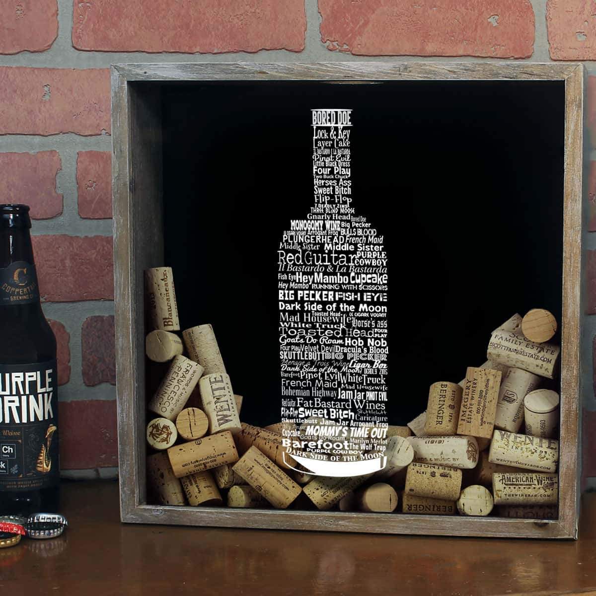 Torched Products Shadow Box Wine Typography Wine Cork Shadow Box (778745446517)