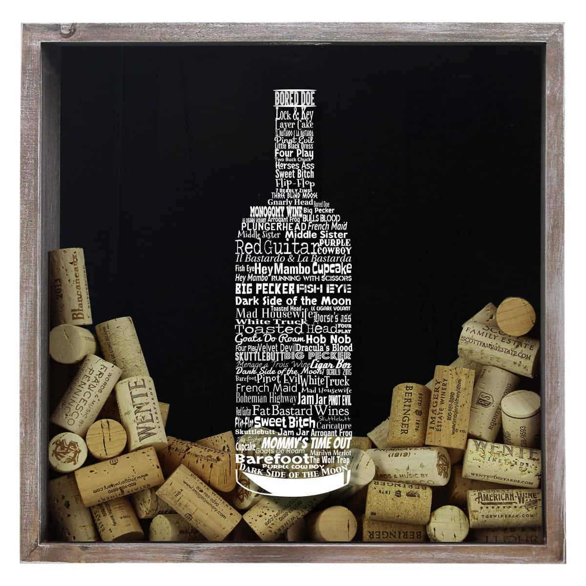Torched Products Shadow Box Wine Typography Wine Cork Shadow Box (778745446517)